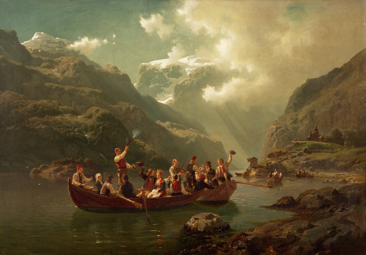 Trouwen in Hardanger door Adolph Tidemand