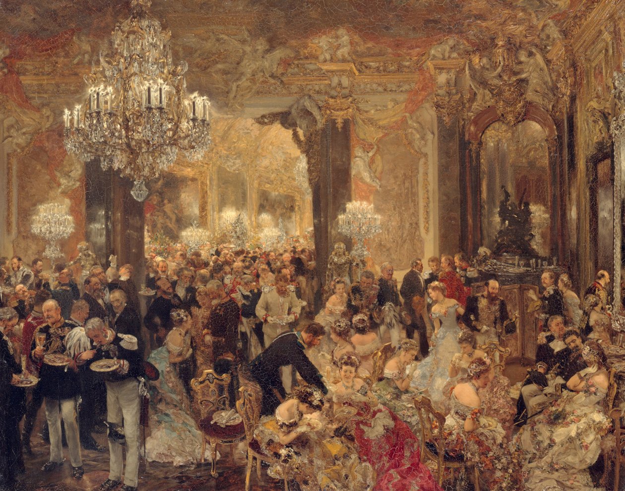 Het Diner op het Bal, 1878 door Adolph Menzel