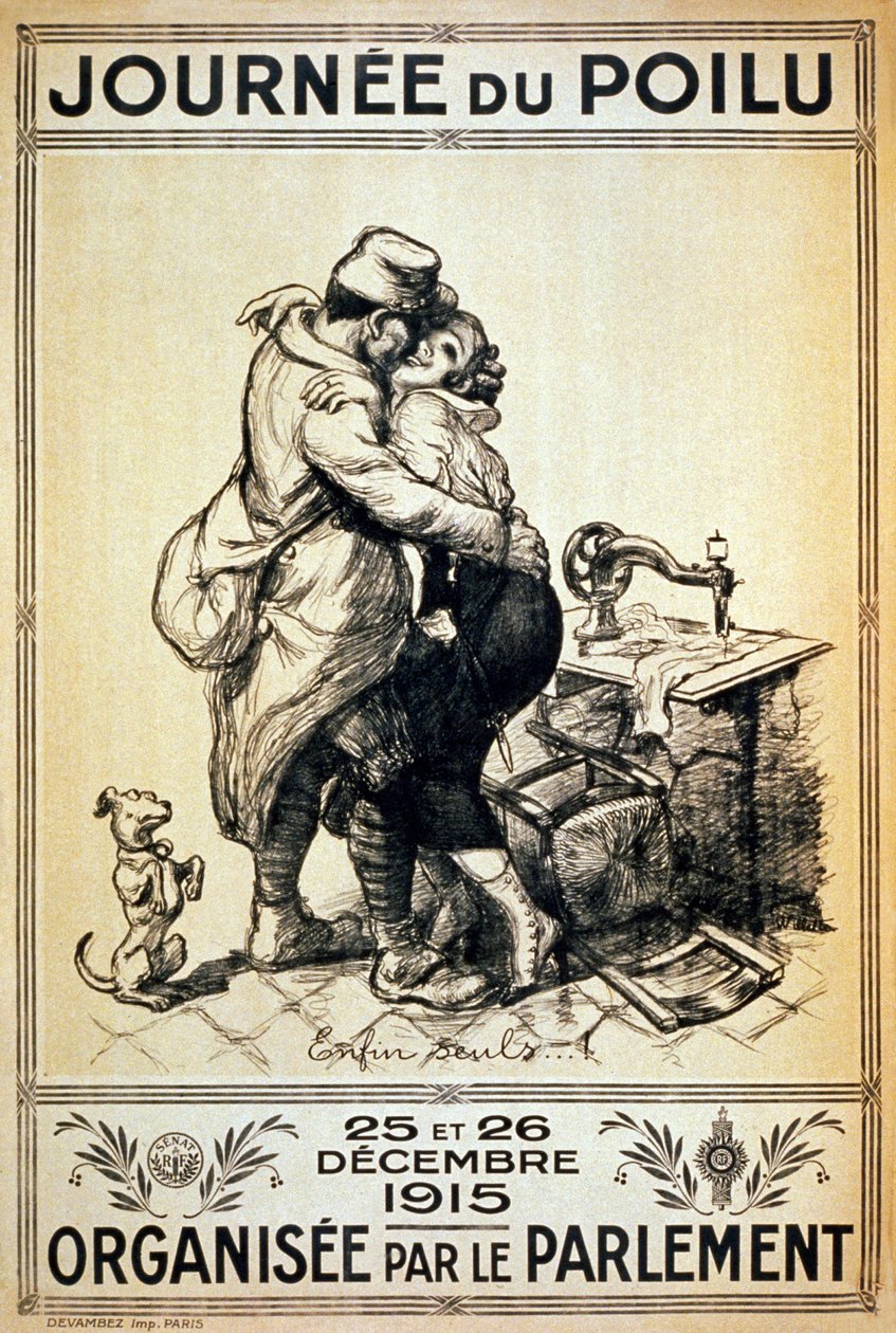 Eindelijk Alleen - Poilu Dag, 1915 door Adolphe Leon Willette
