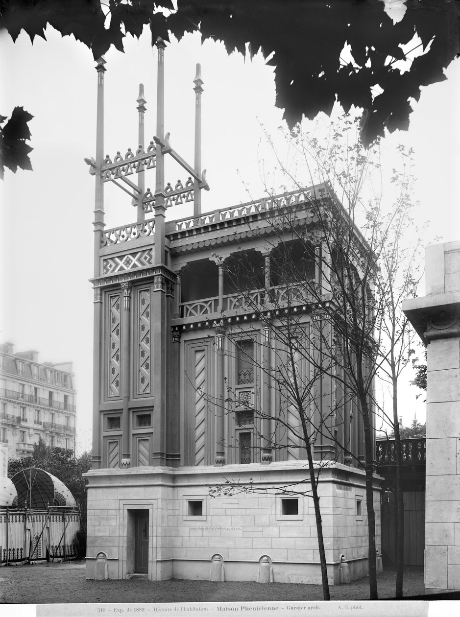 Fenicisch Huis, Wereldtentoonstelling, Parijs, 1889 door Adolphe Giraudon