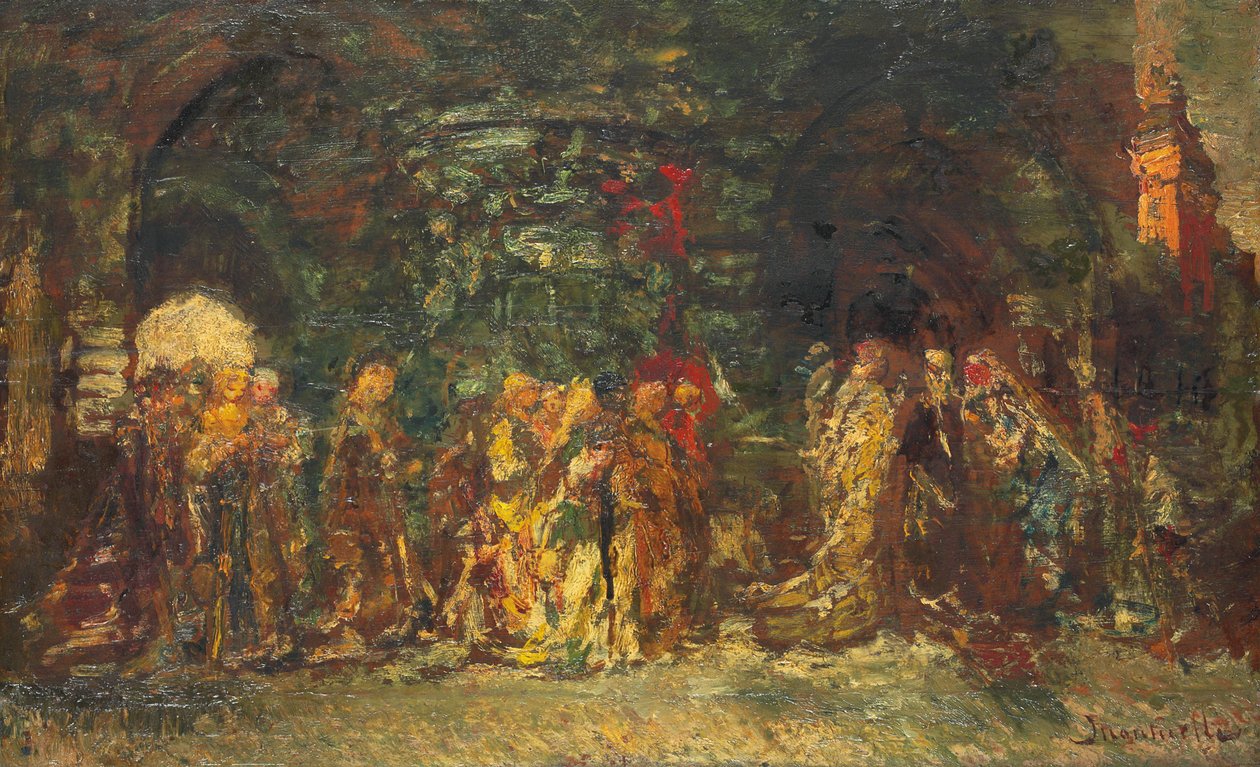 Een processie, ca. 1880 door Adolphe Joseph Thomas Monticelli