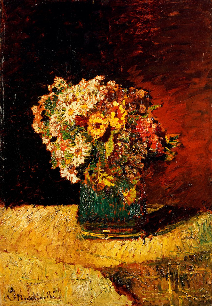 Een vaas met bloemen door Adolphe Joseph Thomas Monticelli