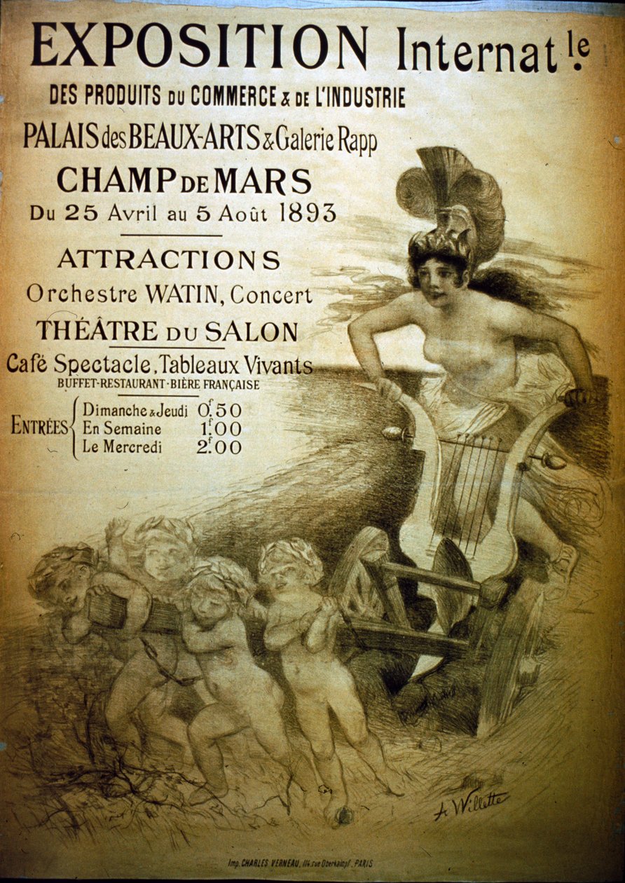 Internationale Tentoonstelling Poster door Adolphe Leon Willette