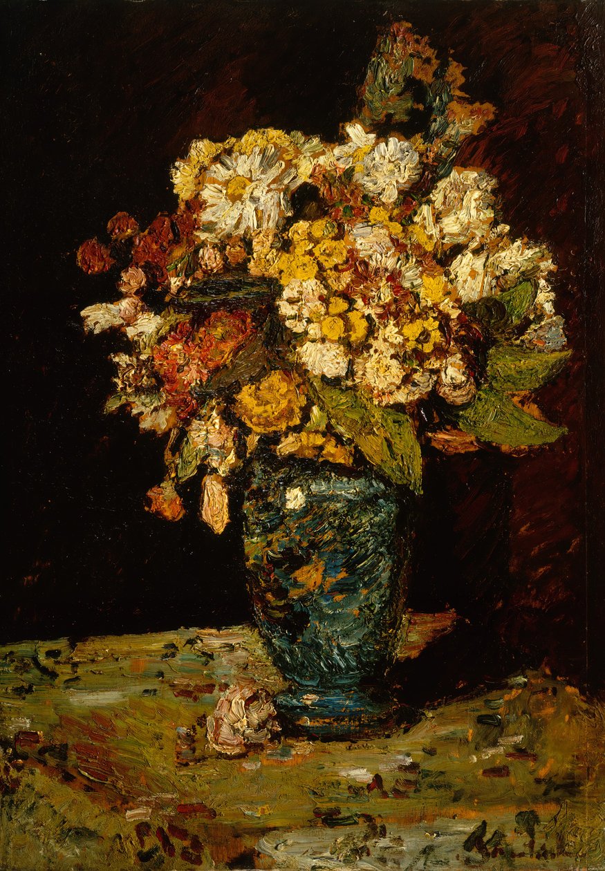 Bloemen in een blauwe vaas, 1879-1883 door Adolphe Joseph Thomas Monticelli