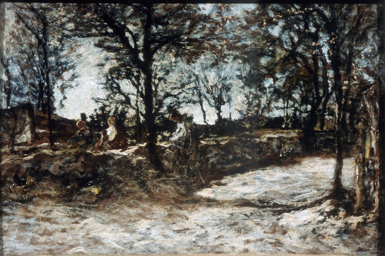 Landschap. Fontainebleau, 19e eeuw door Adolphe Joseph Thomas Monticelli