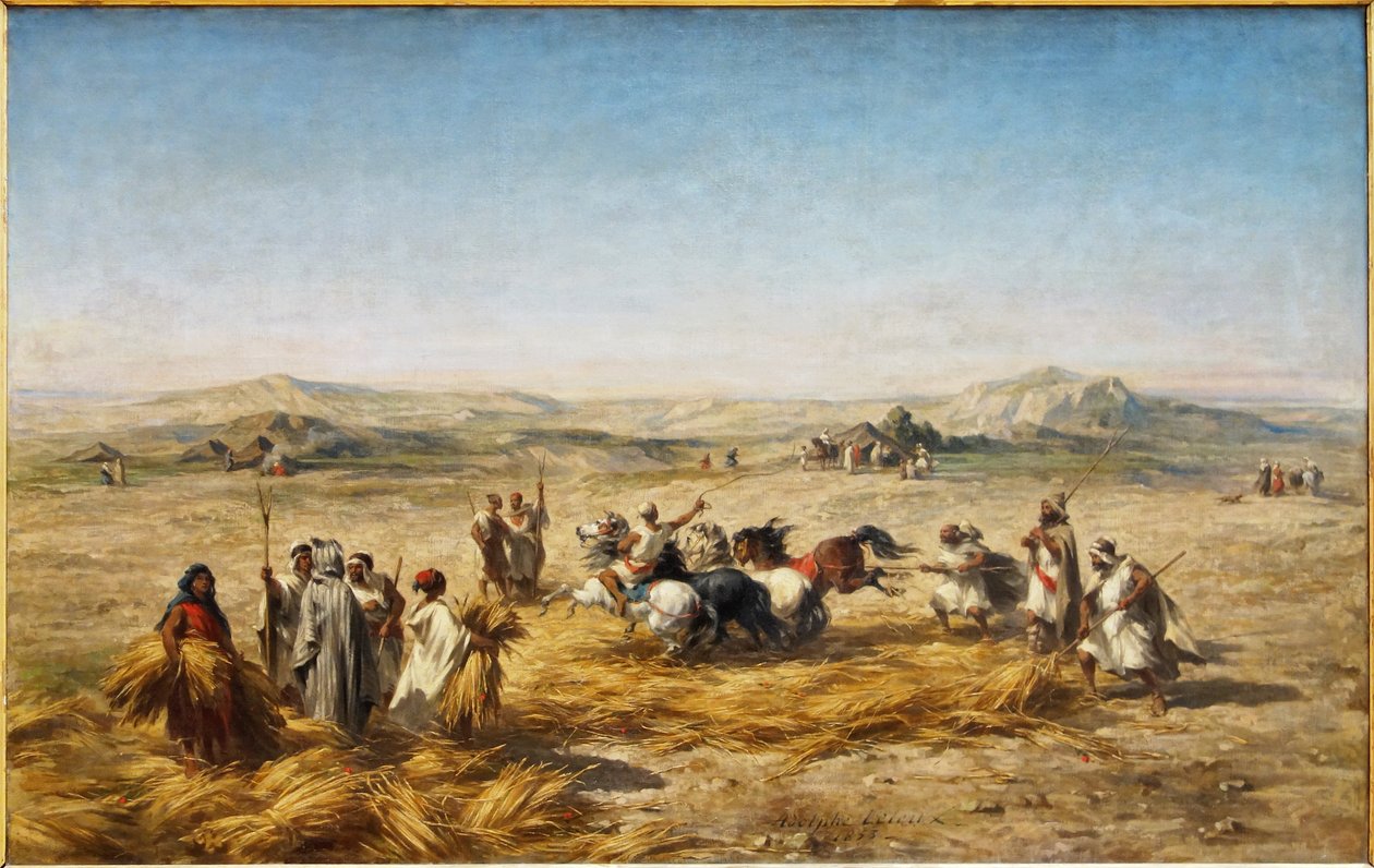 Frans: Tarwe lossen in Algerije door Adolphe Pierre Leleux