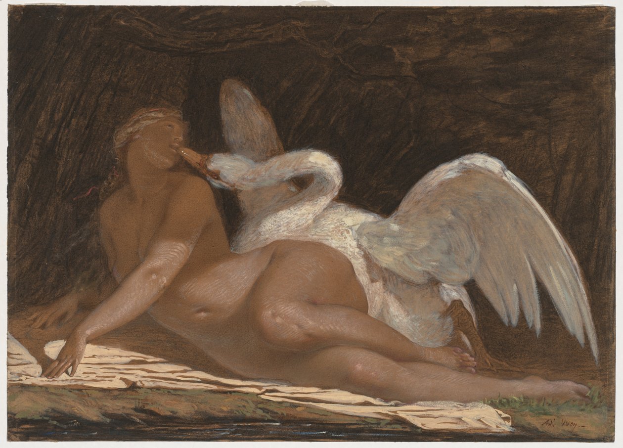 Leda en de zwaan door Adolphe Yvon