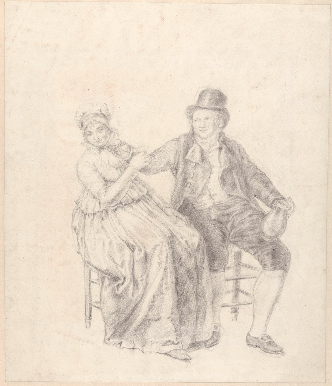 Zittende dame en heer door Adriaan de Lelie