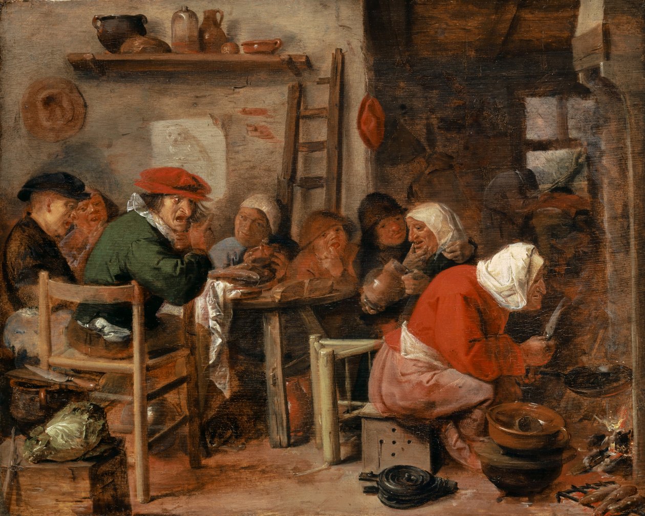 Een boerenmaaltijd door Adriaen Brouwer