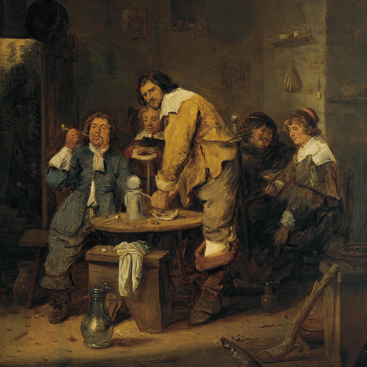 De tabaksherberg door Adriaen Brouwer