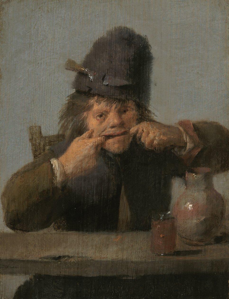 Jongere die een gezicht trekt door Adriaen Brouwer