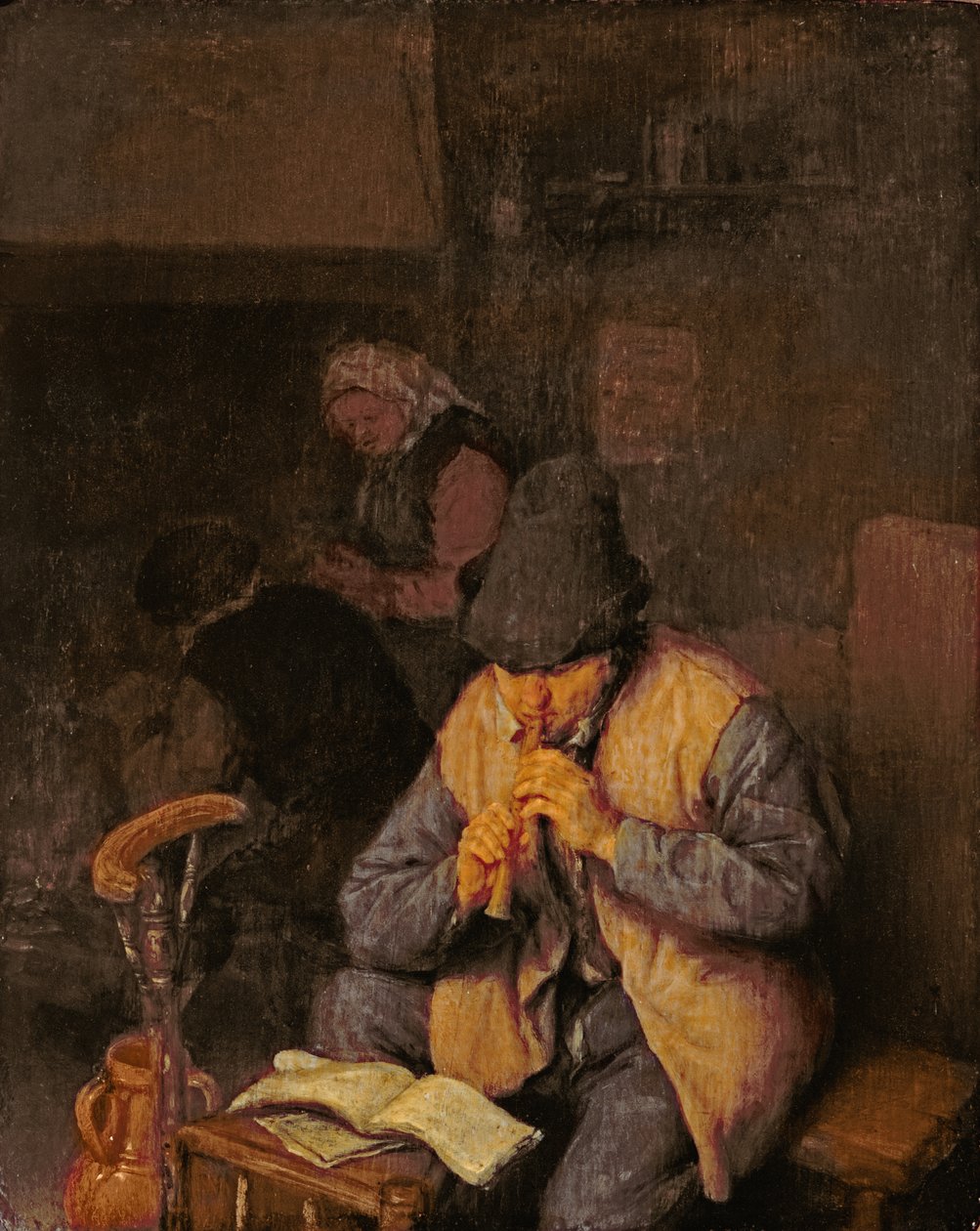 De fluitspeler, 17e eeuw door Adriaen Jansz. van Ostade