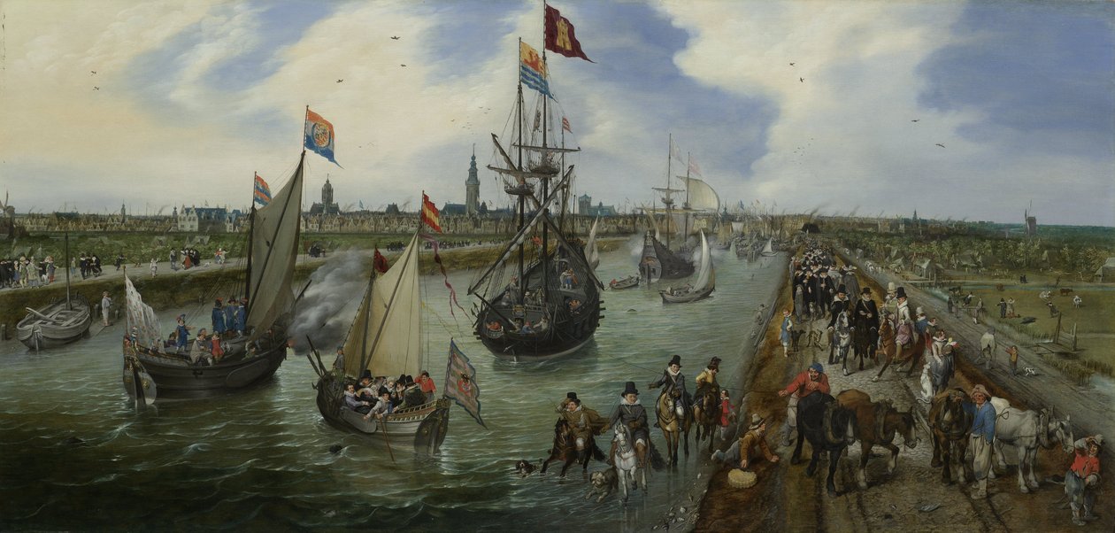 De haven van Middelburg door Adriaen van de Venne  