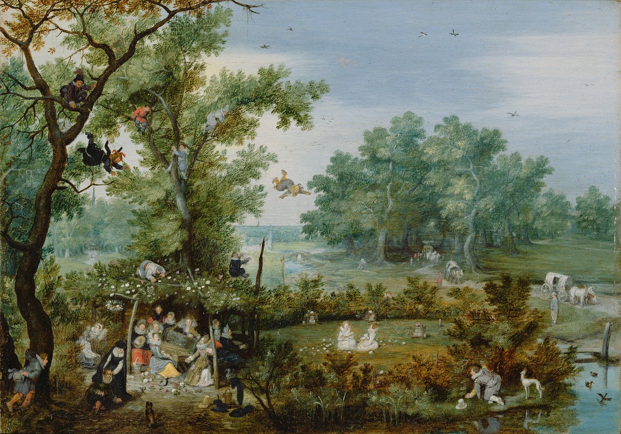 Een vrolijk gezelschap in een prieel door Adriaen van de Venne