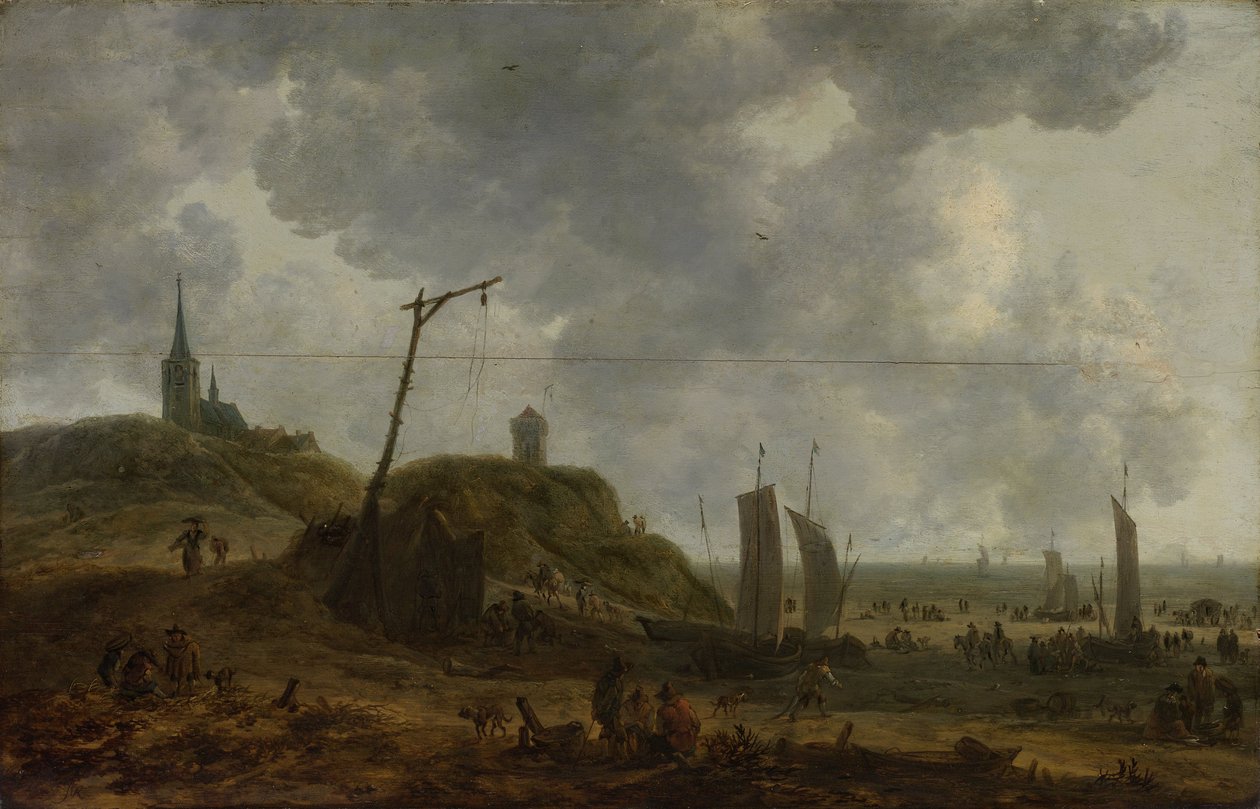Strand bij Katwijk door Adriaen van der Cabel
