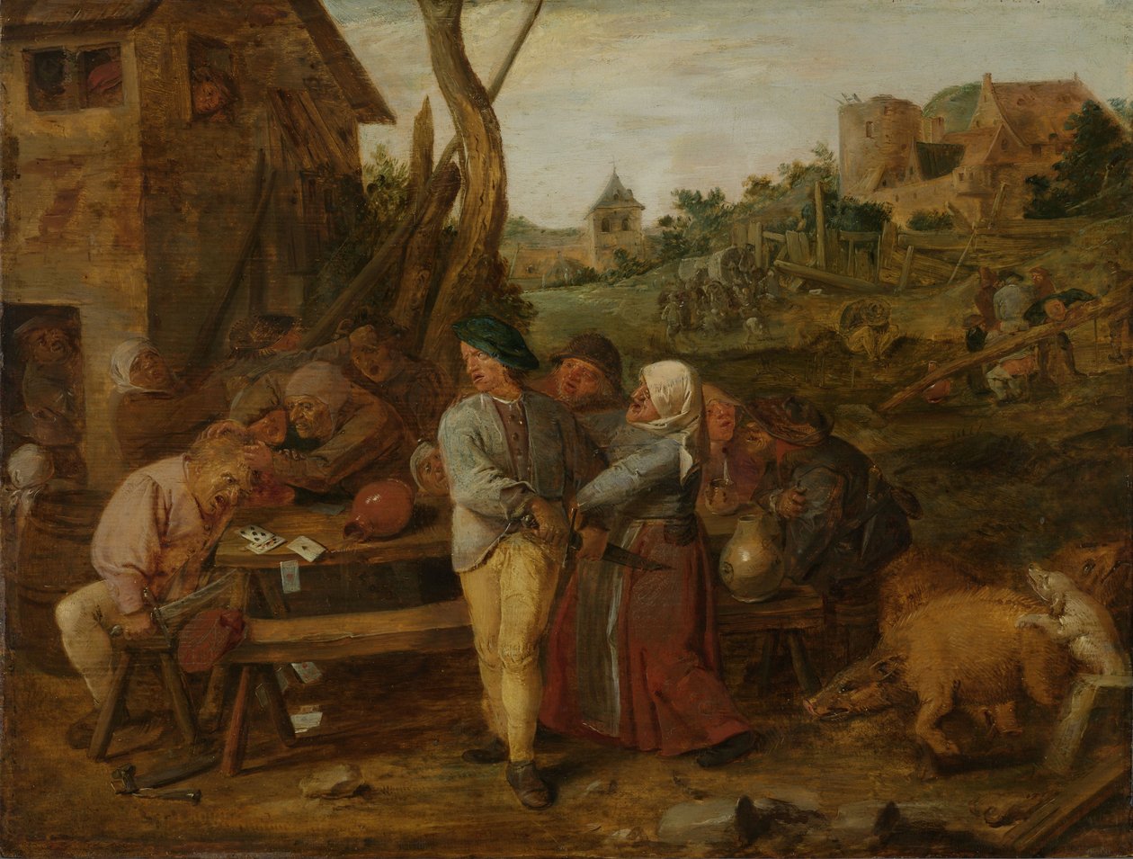 Boerengevecht door Adriaen Brouwer