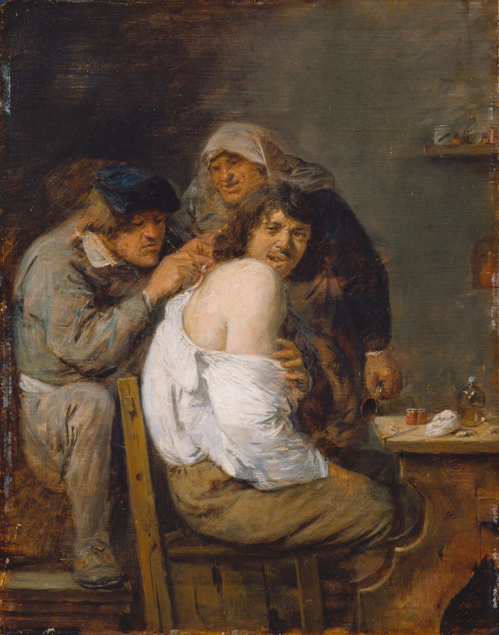 De rugoperatie, ca. 1636 door Adriaen Brouwer