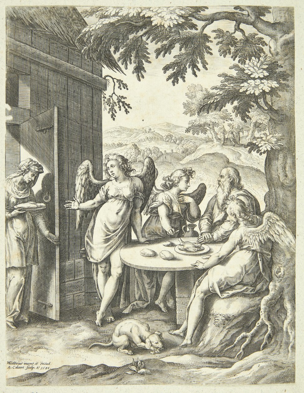 De aankondiging aan Isaak door Adriaen Collaert