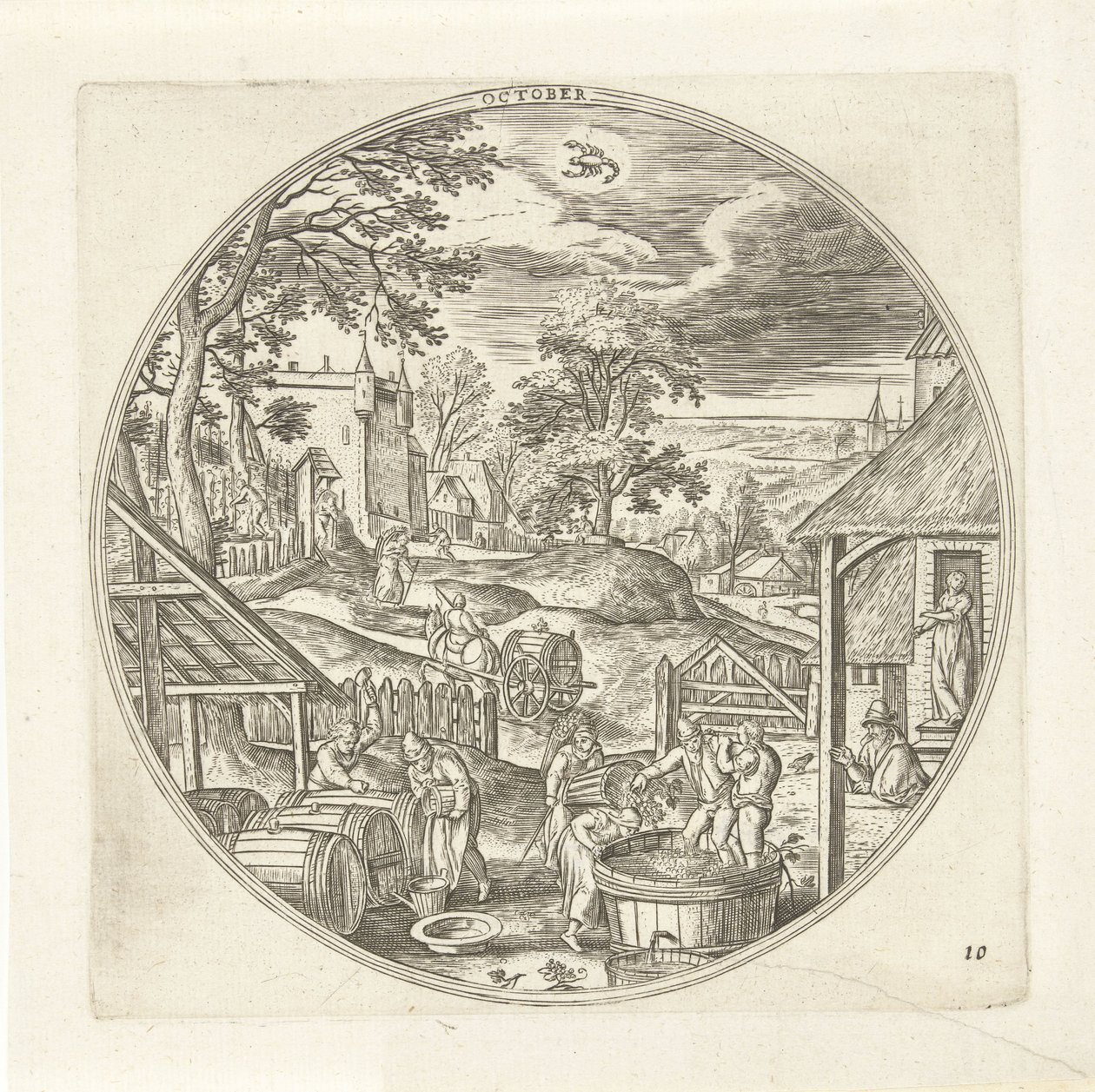 Oktober door Adriaen Collaert