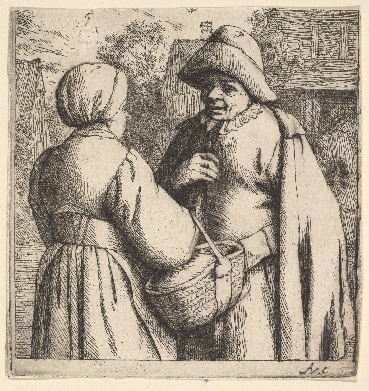 Gesprek op straat, 1610-85 door Adriaen Jansz. van Ostade