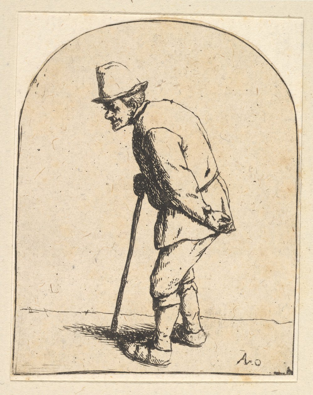 Boer met Stok door Adriaen Jansz. van Ostade