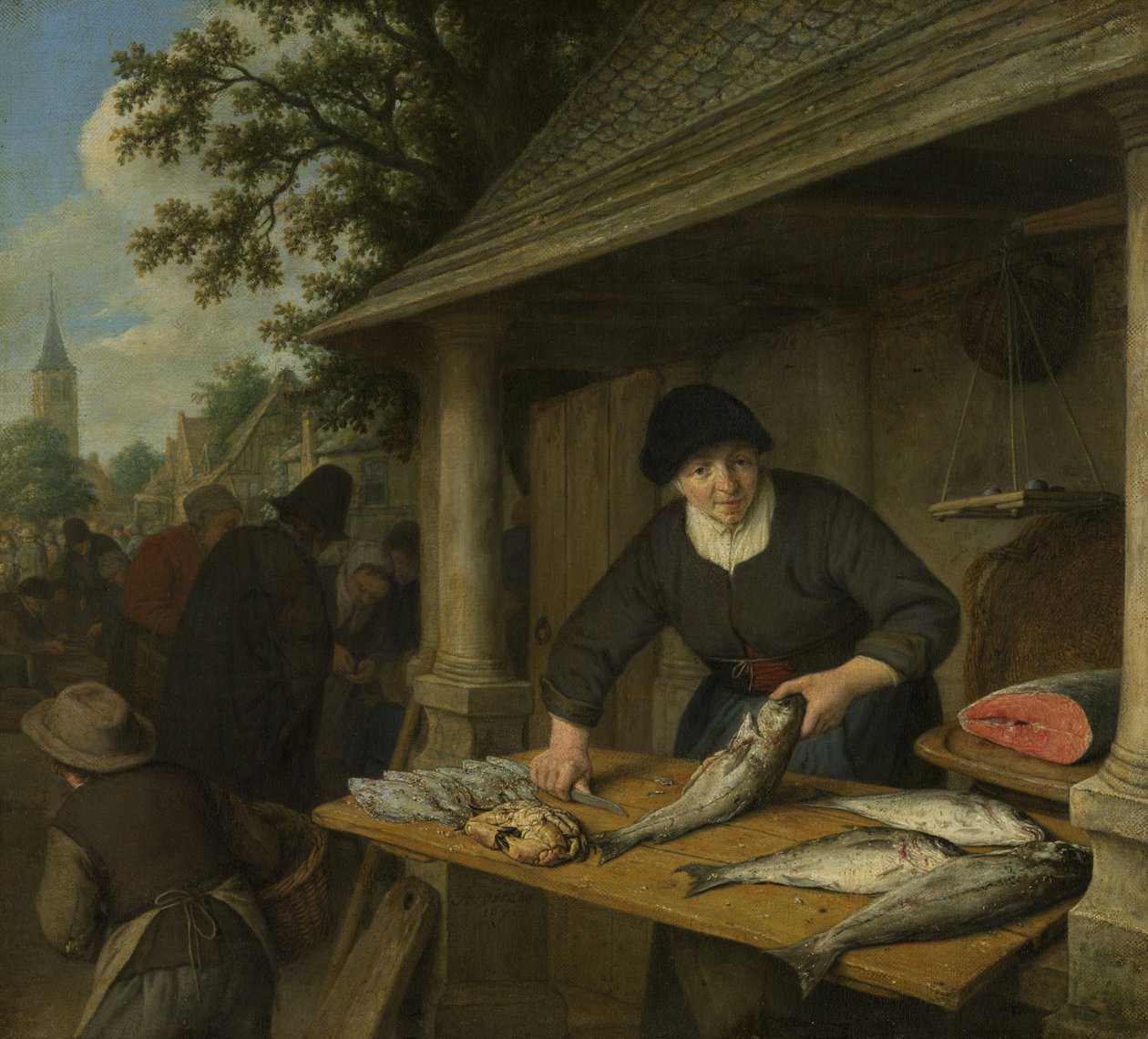 De visvrouw door Adriaen Jansz. van Ostade