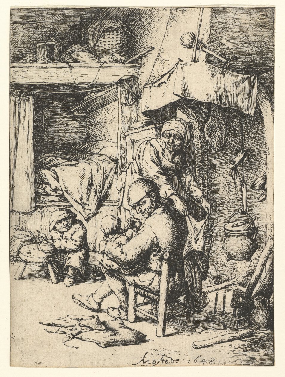 De pater familias, 1648 door Adriaen Jansz. van Ostade