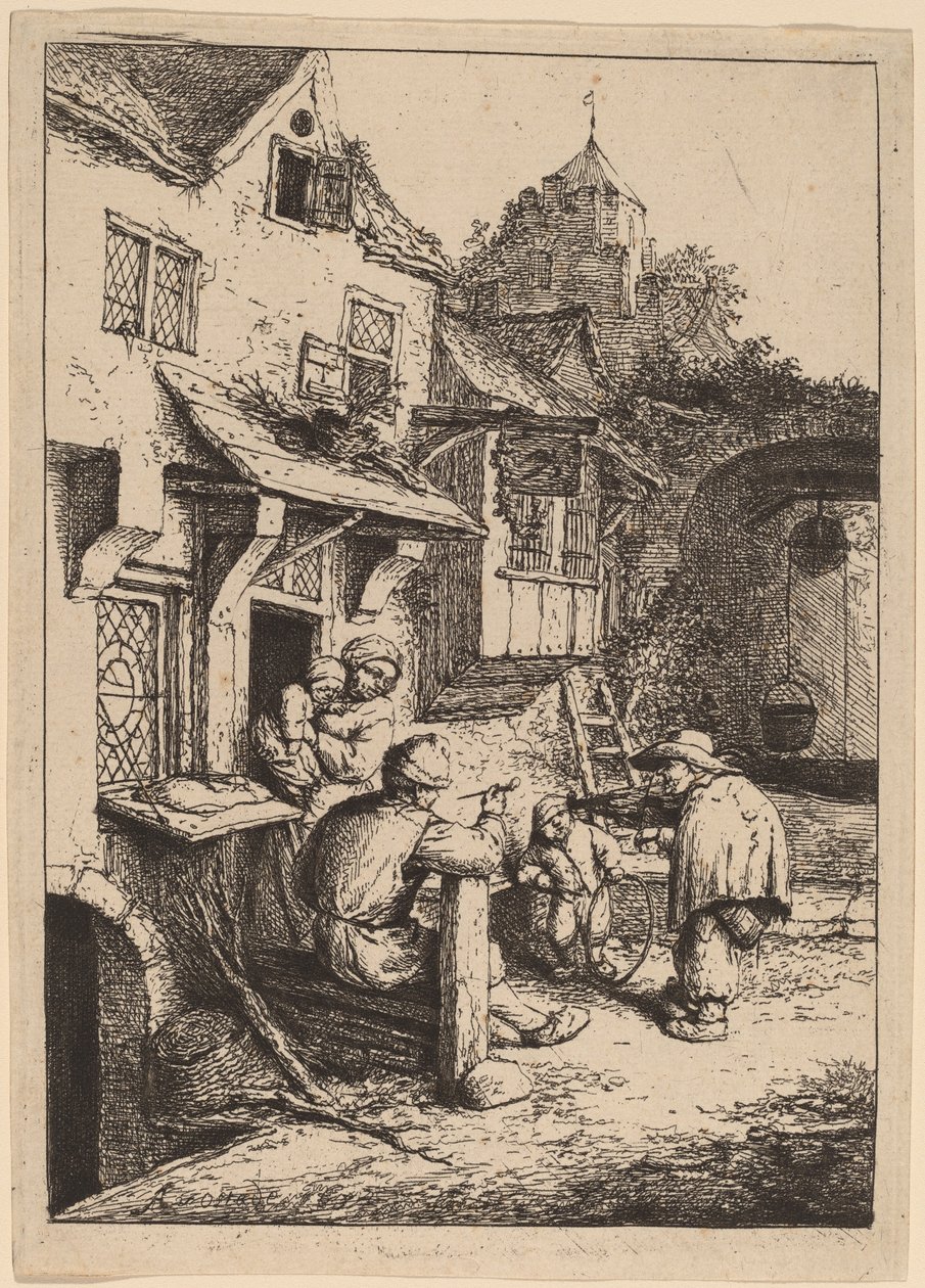 Gebochelde violist door Adriaen van Ostade