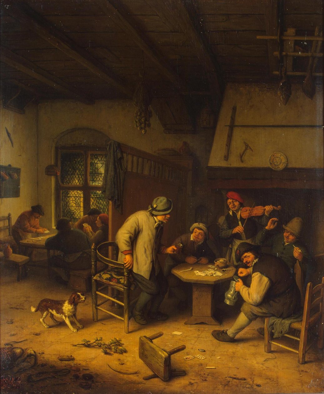 Boeren in een herberg door Adriaen van Ostade