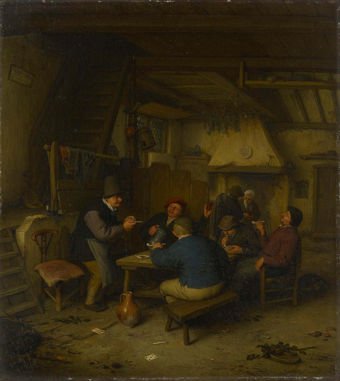 Boeren in een herberg door Adriaen van Ostade