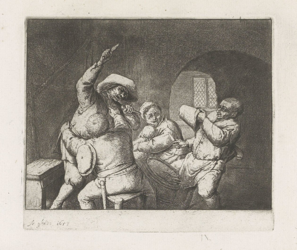 Ruziënde kaartspelers door Adriaen van Ostade