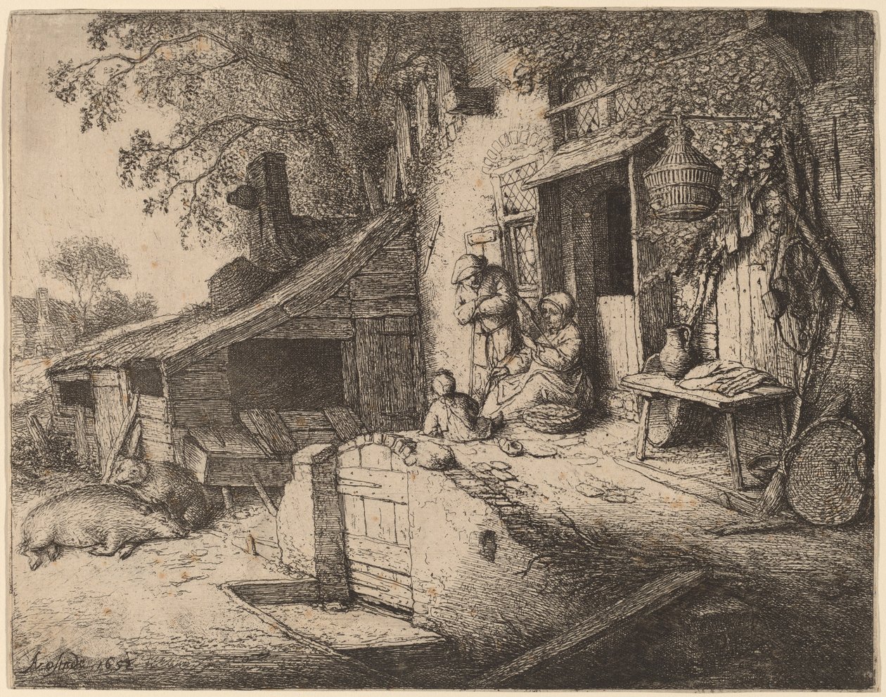 De Spinner door Adriaen van Ostade
