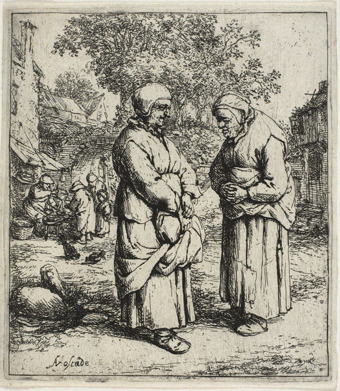 De twee roddelaars door Adriaen van Ostade