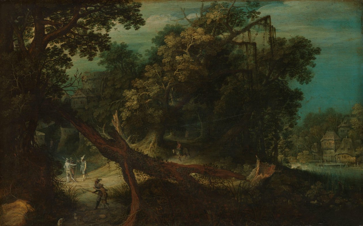 Schutters in een bosglade door Adriaen van Stalbemt