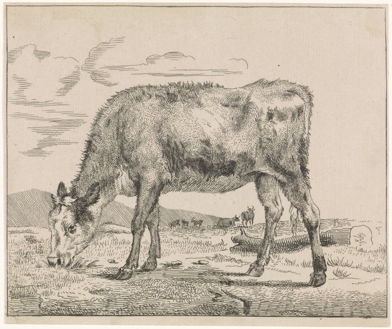 Grazend kalf door Adriaen van de Velde