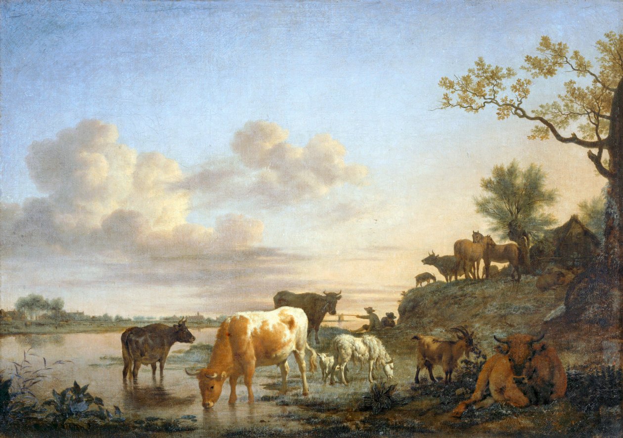 Landschap: dieren bij de rivier ... door Adriaen van de Velde
