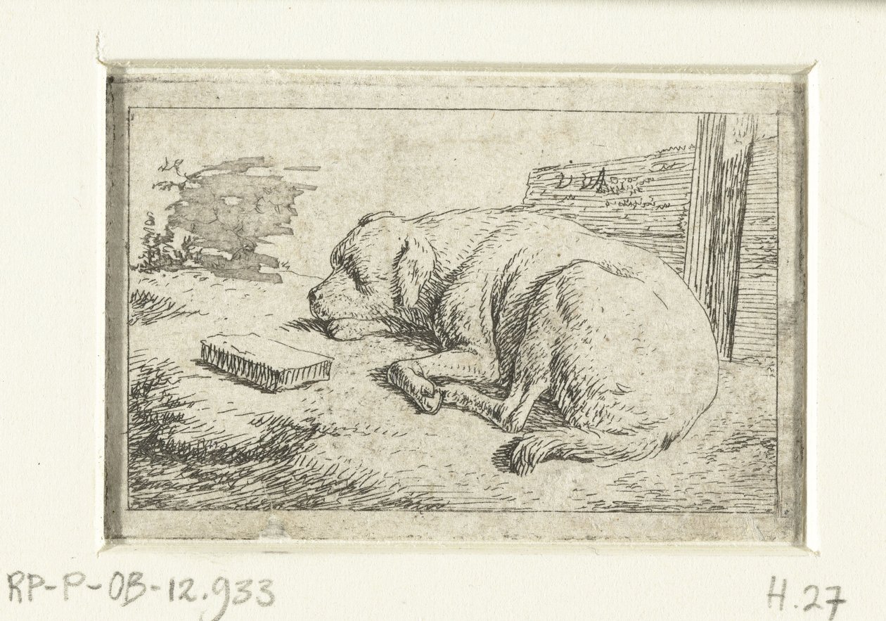 Slapende hond door Adriaen van de Velde