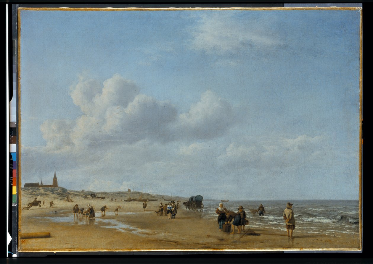 Het strand van Scheveningen door Adriaen van de Velde