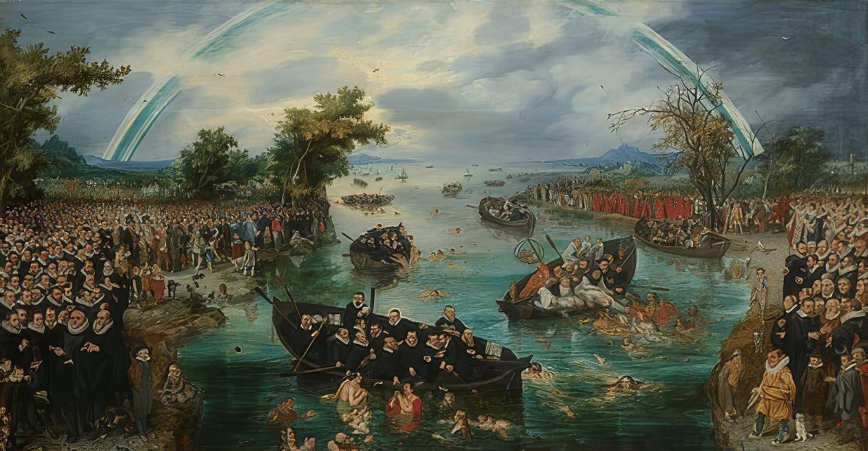 Het vissen naar zielen door Adriaen van de Venne
