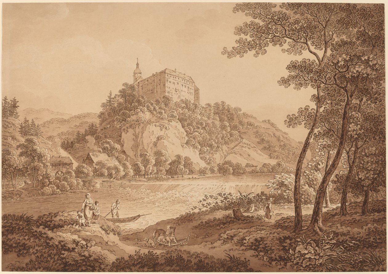 Uitzicht op Kasteel Sachsenburg door Adrian Zingg