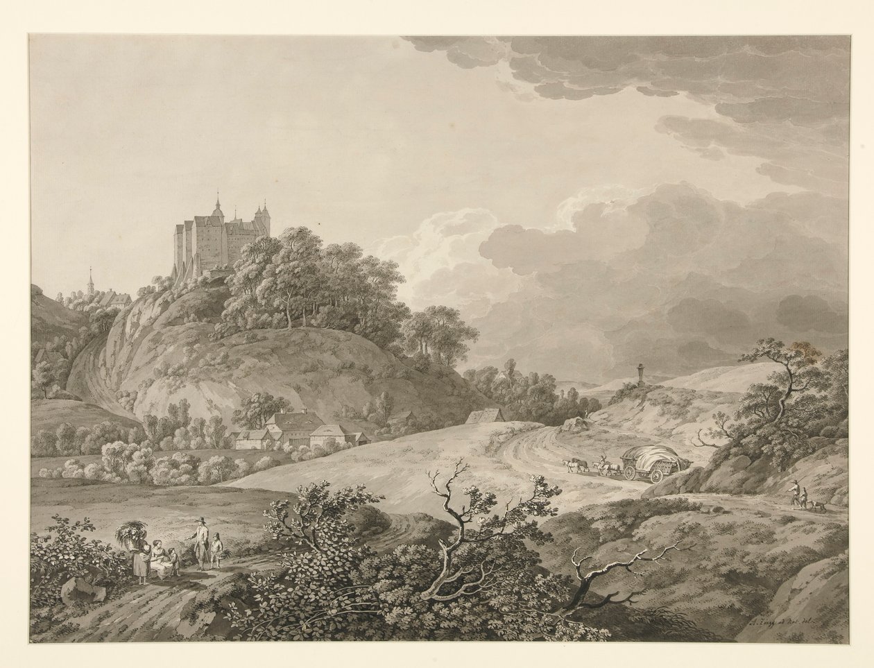 Uitzicht op Kasteel Nossen in Saksen door Adrian Zingg