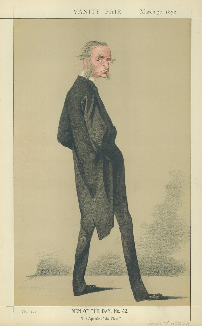 Eerwaarde Canon Charles Kingsley (kleurenlitho) door Adriano Cecioni
