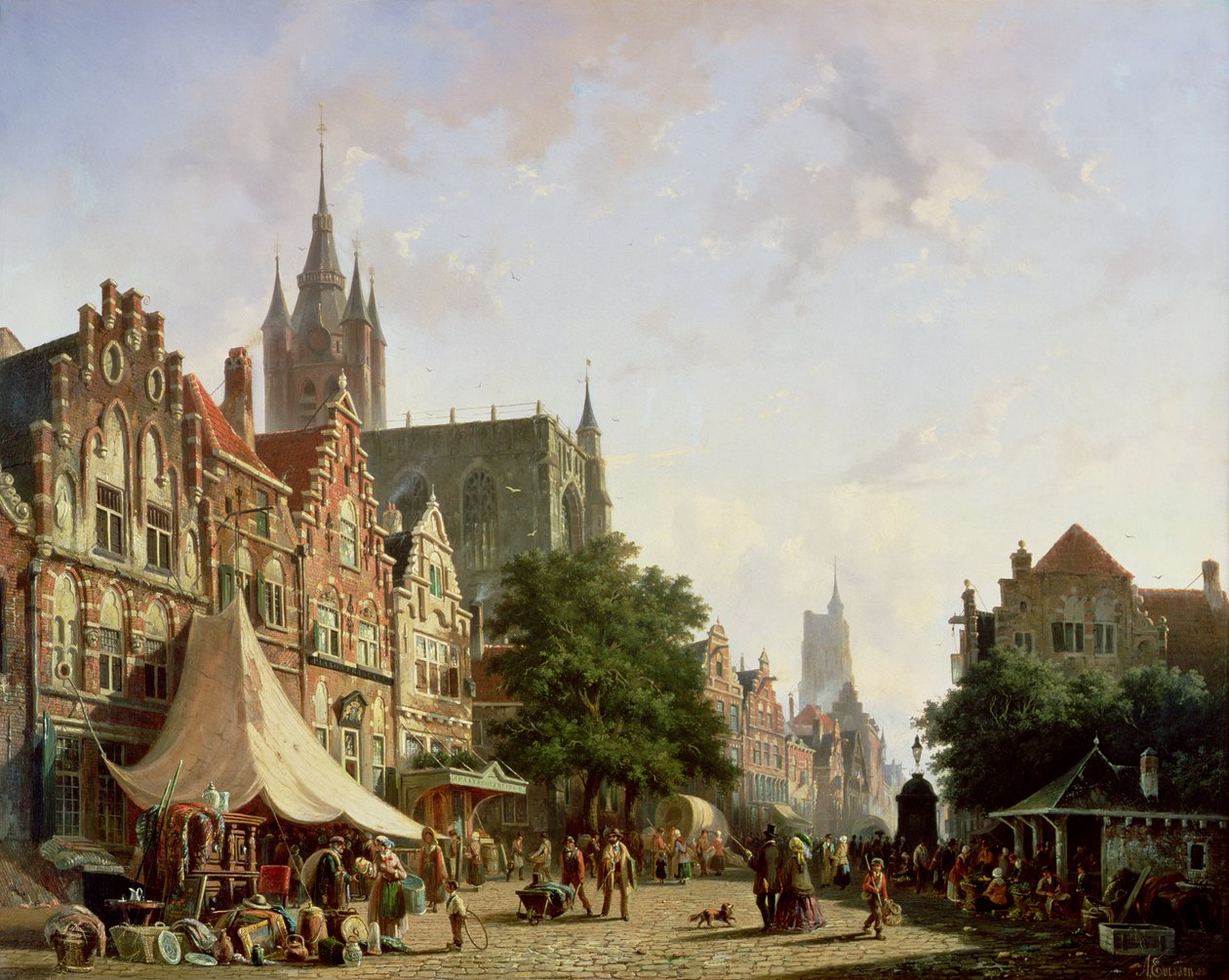 Nederlandse Straatscène door Adrianus Eversen