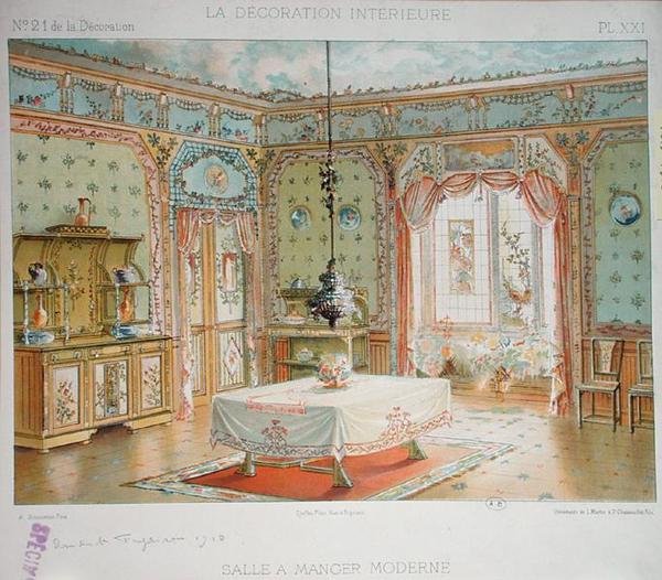 Moderne eetkamer, c.1905 door Adrien (after) Simoneton