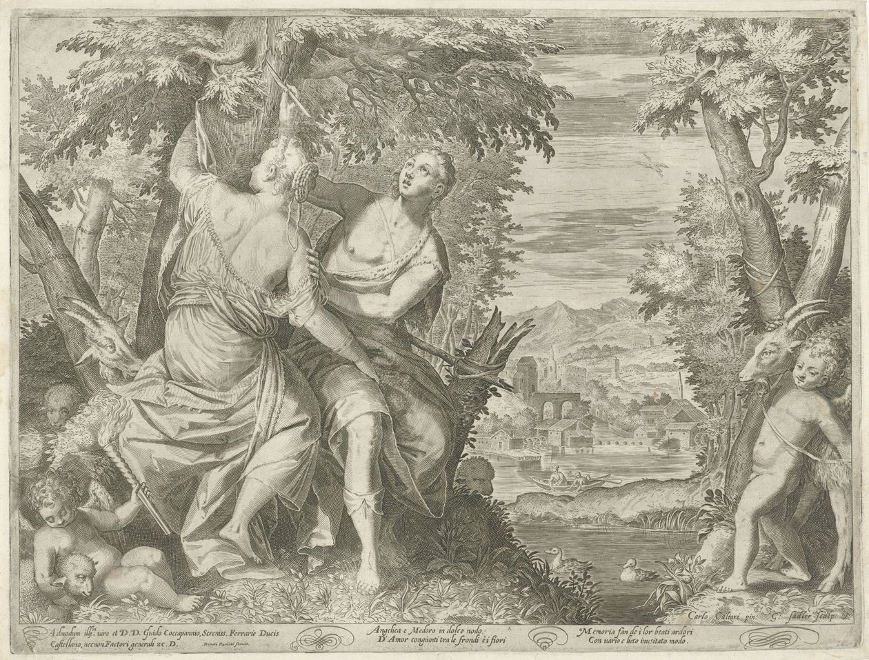 Angelica en Medoro door Egidius  Sadeler (II)
