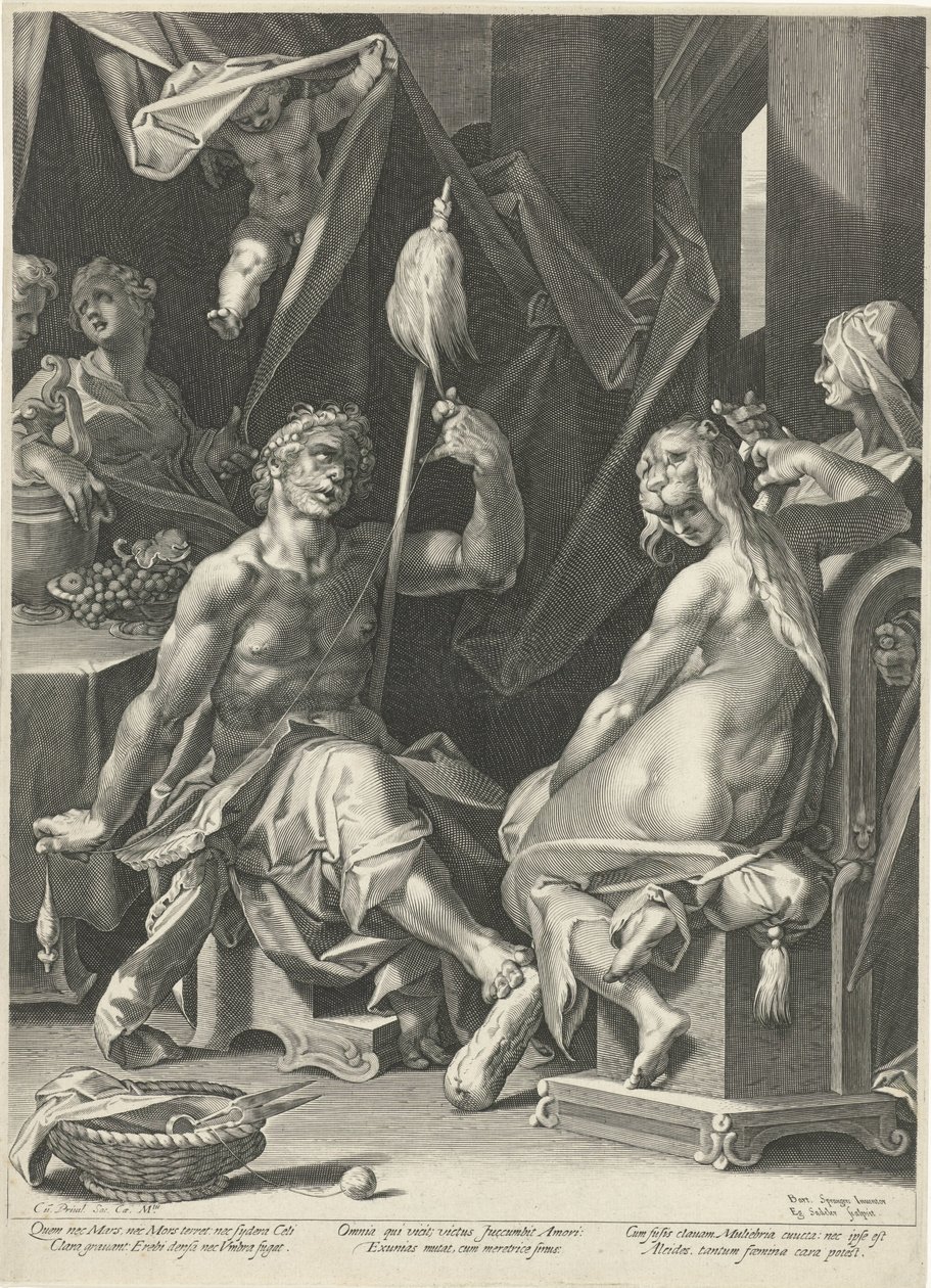 Hercules en Omphale door Egidius  Sadeler (II)