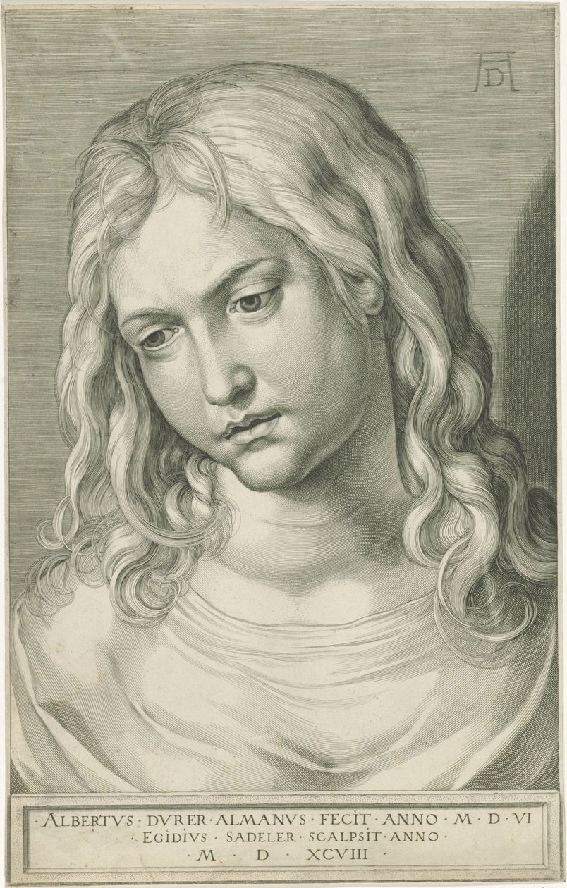 Hoofd van Christus als twaalfjarige door Egidius  Sadeler (II)