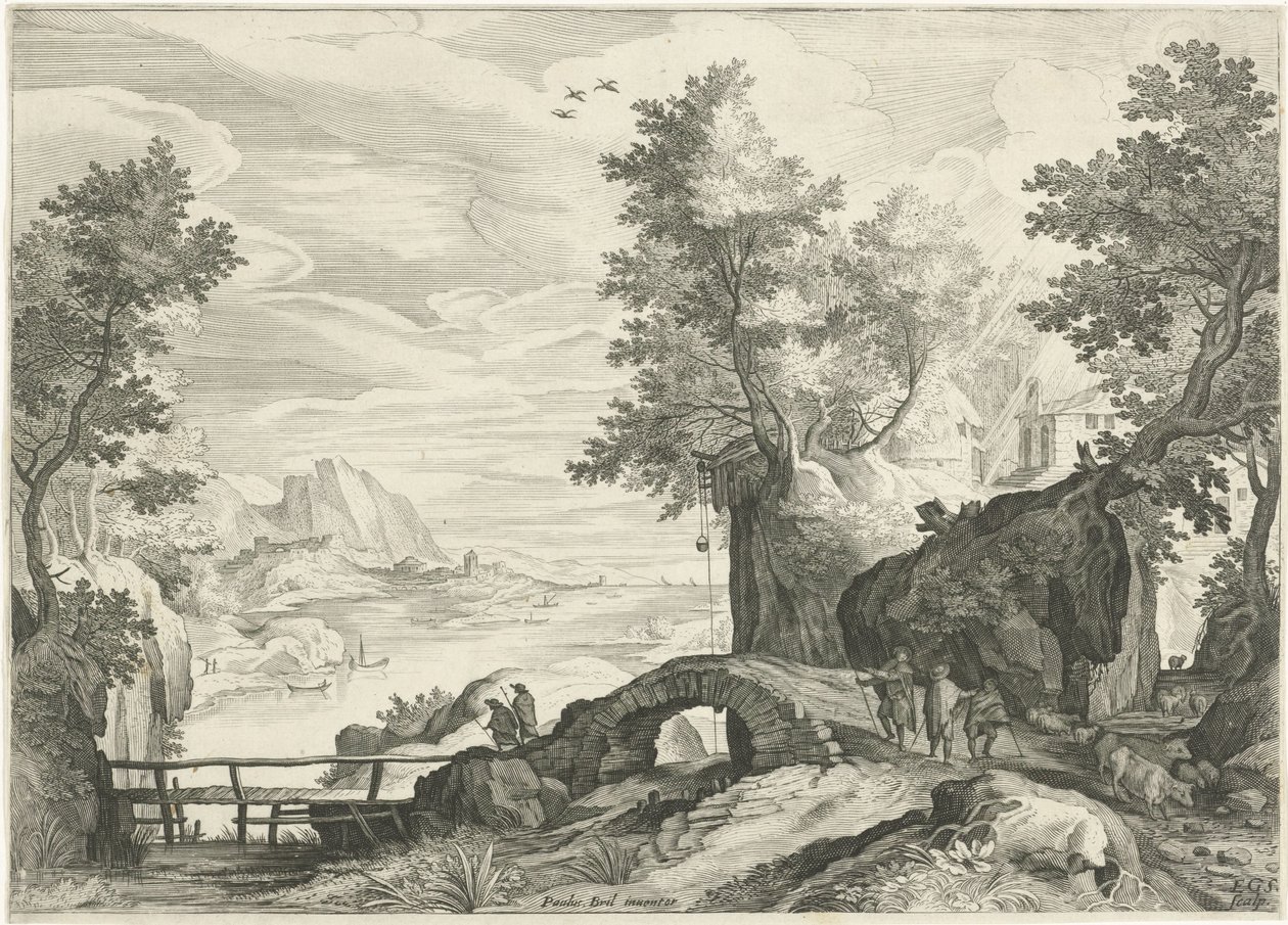 Rivierlandschap door Egidius  Sadeler (II)