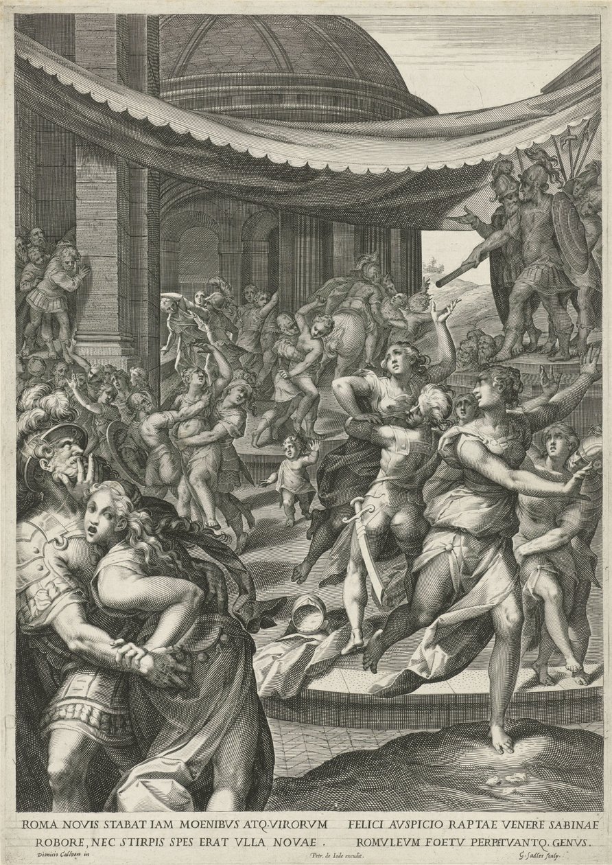 Sabijnse maagdenroof door Egidius  Sadeler (II)