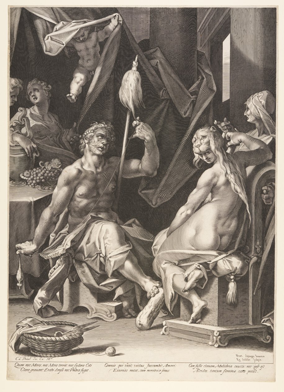 Hercules en Omphale door Aegidius Sadeler II